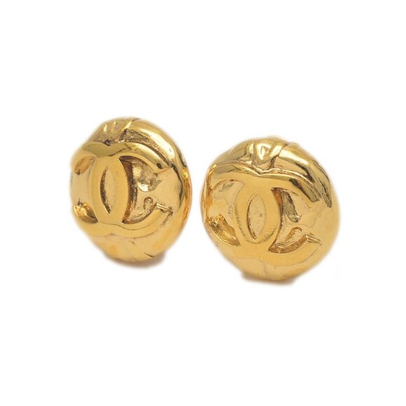 CHANEL Gold Logo Earrings - Picture 1 of 4